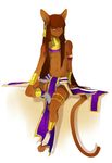  clothed clothing egyptian feline hair half-dressed jewelry leaning loincloth long_hair looking_at_viewer male mammal peritian plain_background purple_eyes smile solo topless white_background 