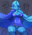  :&lt; alternate_legwear bangs blue_eyes blue_hair blue_skin breasts cape chibi chibi_inset cleavage curvy dress fi gem large_breasts link maniacpaint midna no_arms panties pantyshot pantyshot_(standing) parted_bangs short_dress solo standing sword the_legend_of_zelda the_legend_of_zelda:_skyward_sword the_legend_of_zelda:_twilight_princess thick_thighs thighhighs thighs underwear weapon 