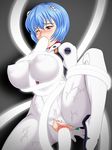  1girl arms_behind_back ayanami_rei blue_hair blush breasts censored double_penetration erect_nipples fellatio highres huge_breasts neon_genesis_evangelion oral plugsuit pussy rape red_eyes short_hair solo spread_legs tentacle tomite torn_clothes vaginal 