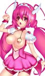  1girl blush breasts choker cure_happy hoshizora_miyuki long_hair nipple_piercing nipples piercing pink_eyes pink_hair precure satou_nari smile_precure! solo 
