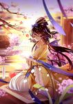  apple bad_id bad_pixiv_id bridge candle cherry_blossoms chinese_clothes flower food fruit hanfu luo_tianyi solo vocaloid vocanese xiao_guiling 