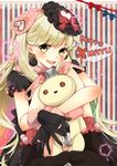  ami7 bad_id bad_pixiv_id black_gloves blonde_hair blush christmas doll dress gloves gothic_lolita hat heart jewelry lolita_fashion long_hair looking_at_viewer mayu_(vocaloid) ring smile solo stuffed_animal stuffed_bunny stuffed_toy usano_mimi vocaloid yellow_eyes 
