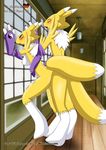  anthro bandai blush breasts canine cum digimon eyes_closed female fox from_behind fur invalid_tag male mammal nipples nude penetration renamon sex side_boob standing straight tamers wolfsrain88 yellow yellow_fur 