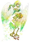  1girl donquixote_pirates green_hair harpy kyanonshi monet_(one_piece) monster_girl one_piece orange_eyes wings 