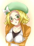  1girl bel_(pokemon) blonde_hair breasts datam glasses green_eyes highres pokemon 