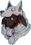  anthro blood blue_eyes canine caprine clothing death duo gore high-bear hoodie long_ears mammal sheep wolf 