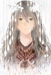  bead_curtain beads brown_eyes brown_hair expressionless hair_between_eyes long_hair looking_at_viewer original sakimori_(hououbds) solo 