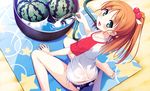  brown_hair green_eyes kantoku tagme water watermelon wet your_diary 