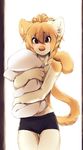  cat clothing feline hair hug jeniac looking_at_viewer male mammal pillow shorts solo 