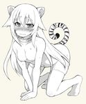  all_fours animal_ears blush breasts character_request collar copyright_request in_heat kouki_kuu long_hair medium_breasts nude solo sweat tail tears thighhighs tiger_ears tiger_tail 