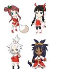  4girls bell black_legwear black_thighhighs blue_eyes boots christmas female fuuro_(pokemon) gym_leader hair_bobbles hair_ornament hair_ornaments hair_tie homika_(pokemon) iris_(pokemon) kamitsure_(pokemon) kneehighs mistletoe multiple_girls pokemon pokemon_(game) pokemon_bw2 pokemon_champion ribbon short_hair silver_hair thighhighs topknot v white_kneehighs white_legwear 