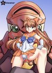  bishoujo_senshi_sailor_moon blue_eyes bow brown_hair cameltoe cosplay elbow_gloves eva_02 gloves hair_bow long_hair magical_girl mecha miniskirt neon_genesis_evangelion panties pantyshot sailor_venus sailor_venus_(cosplay) skirt solo souryuu_asuka_langley underwear utilizator white_panties 