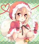  bad_id bad_pixiv_id bell blonde_hair blush breasts christmas gloves headphones heart hood large_breasts nitroplus poooka red_gloves ribbon sack solo super_sonico yellow_eyes 