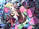  blonde_hair flower hair_flower hair_ornament highres ichiyan long_hair multicolored_hair necktie original plant purple_eyes solo thorns two-tone_hair vines 