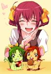  :d ^_^ animalization cinderella closed_eyes eating green_eyes green_hair heart hino_akane_(smile_precure!) hoshizora_miyuki midorikawa_nao mouse multiple_girls open_mouth pink_hair precure red_eyes red_hair short_hair smile smile_precure! tima 