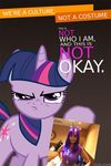  cosplay cutie_mark equine female feral friendship_is_magic fur hair halloween holidays horn human mammal meme my_little_pony offended photo pink_hair purple_fur purple_hair real students_teaching_against_racism_in_society tara_strong twilight_sparkle_(mlp) two-toned unicorn 