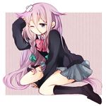  bad_id bad_pixiv_id bandaid braid ia_(vocaloid) long_hair noki_(potekoro) pink_hair skirt solo sweater twin_braids vocaloid wince 