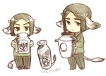  :&lt; animal_ears black_hair bob_cut chibi cow_boy cow_ears cow_horns cow_tail fate/zero fate_(series) full_body horns male_focus milk_churn nami_(tobuyo) tail waver_velvet 