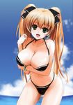  blonde_hair breasts cleavage green_eyes large_breasts macfist original solo twintails 
