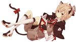  96neko animal_ears blonde_hair book cat_ears gloves moco niconico red_eyes reverse_trap solo tail white_background 