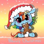  blue_fur blush christmas_hat cub cute diaper eating english_text equine female feral friendship_is_magic fur hair hinoraito horse looking_at_viewer mammal multi-colored_hair my_little_pony pegasus pony purple_eyes rainbow_dash_(mlp) rainbow_hair snow solo text wings young 