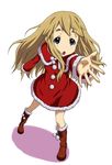  blonde_hair blue_eyes boots dress k-on! kotobuki_tsumugi long_hair mitamura-kun_(landcell) santa_costume solo 