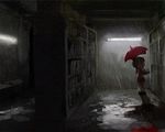  blood braid chibi dark madotsuki mousariababa rain skirt solo umbrella yume_nikki 