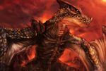  brute_tigrex dragon monster monster_hunter no_humans scales sharp_teeth teeth wings wyvern yellow_eyes yilx 