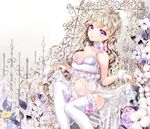  babydoll bad_id bad_pixiv_id bare_shoulders blonde_hair bow bow_panties breasts cocoon_(loveririn) dress dress_lift flower frills garters long_hair looking_at_viewer medium_breasts navel original panties purple_eyes sitting solo thighhighs underwear wavy_hair white_legwear white_panties 