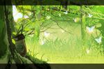  bad_pixiv_id bug butterfly coffee drinking_straw flock grass insect light_particles no_humans scenery tokoroten_(hmmuk) torii touhou trojan_green_asteroid 