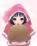  bad_id bad_pixiv_id black_hair blue_eyes capybara capybara-san eyebrows fur_trim green_eyes hood hug kirigaya_suguha santa_costume short_hair solo stuffed_animal stuffed_toy sword_art_online tomokatsu 