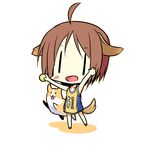  animal_ears brown_hair chibi dog dog_ears dog_tail original shirasu_youichi short_hair solo tail |_| 