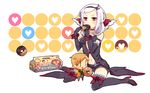  1girl aano_(10bit) bad_id bad_pixiv_id black_choker black_legwear choker doughnut eas eating elbow_gloves food fresh_precure! gloves hairband heart higashi_setsuna long_hair nishi_hayato precure purple_eyes short_hair silver_hair thighhighs 