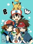  kyouhei_(pokemon) nate_(pokemon) nintendo pikachu pokemon pokemon_(anime) pokemon_(game) pokemon_bw pokemon_bw2 satoshi_(pokemon) touya_(pokemon) 