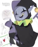  &lt;3 9999gpera clothed clothing deltarune eyes_closed hat headgear humanoid imp japanese_text jester jevil_(deltarune) male not_furry open_mouth pointy_ears sharp_teeth shirt smile solo teeth text tongue video_games 