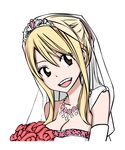  1024x600 bikini blush bouquet bride dress fairy_tail flower gloves jewelry lucy_heartfilia necklace smile swimsuit wallpaper wedding wedding_dress white_clothes 