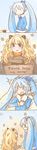  4koma animal_ears anonymous_drawfag blonde_hair blue_eyes blue_hair box cardboard_box cat_ears comic english for_adoption good_end hands_in_pockets hatsune_miku highres holding_hands in_box in_container leg_hug long_hair long_image mittens multiple_girls scarf seeu silent_comic snowflakes take_it_home tall_image tears trembling twintails vocaloid yuki_miku 