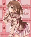  asuna_(sao) brown_eyes brown_hair character_name long_hair sakura_emi skirt solo sweater sword_art_online 