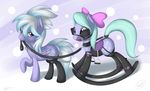  bdsm bit_gag blinders bondage bound bridle cloud_chaser_(mlp) collar cutie_mark duo equine eyewear female feral flitter_(mlp) friendship_is_magic gag hi_res horse incest leash lesbian mammal my_little_pony pegasus pony rocking_horse rubber saddle simple_background skipsy wings 