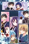  5boys christmas eugeo food fruit highres jacket kirigaya_suguha kirito kirito_(sao-ggo) mochi multiple_boys multiple_girls orange sachi_(sao) shindo sinon stuffed_animal stuffed_reindeer stuffed_toy sword_art_online wagashi 