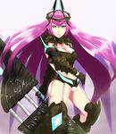  armor breasts circlet cleavage crotch_plate gauntlets green_eyes huge_weapon large_breasts long_hair lord_of_vermilion pauldrons pink_hair solo souren spikes stella_(lord_of_vermilion) thighhighs very_long_hair weapon 