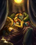  anthro atryl bed breasts candle canopy_bed clothed clothing cuddling doll equine eye_contact female fire friendship_is_magic green_eyes hair half-dressed horn horse male mammal multi-colored_hair my_little_pony orange_hair pegasus pink_hair pinkie_pie_(mlp) pony rainbow_dash_(mlp) rainbow_hair romantic side_boob smile topless two_tone_hair unicorn unknown_character wings yellow_eyes 