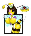  alpha_channel arthropod bee big_breasts bottomless breasts clothed clothing cloud crown english_text female half-dressed huztar insect lips looking_at_viewer one_eye_closed plain_background stinger text transparent_background wings wink 