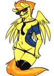  amber_eyes anthro anthrofied avante92 badge blush breasts clothing equine eyewear female friendship_is_magic glasses hair horse legwear looking_at_viewer mammal my_little_pony navel necktie nipples officer orange_hair panties panties_down pegasus pony pussy shirt solo spitfire_(mlp) standing stockings sunglasses two_tone_hair underwear uniform whistle wings wonderbolts_(mlp) 