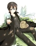  bad_id bad_pixiv_id bird black_eyes black_hair coat feeding hiramatsu_hideki kirito male_focus pov_feeding solo sword_art_online 