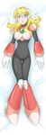  alia_(rockman) android arashi_sora armor blonde_hair blue_eyes boots breasts dakimakura full_body highres knee_boots long_hair lying medium_breasts open_mouth robot robot_ears rockman rockman_x solo 