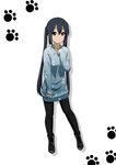  black_hair brown_eyes dress k-on! long_hair nakano_azusa oku_no_shi pantyhose paw_print solo sweater sweater_dress twintails 