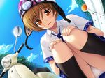  1girl brown_eyes brown_hair game_cg hanano_risako nonohara_miki panties pantyshot school_uniform seifuku short_hair skirt socks tonari_no_puu-san underwear upskirt white_panties 