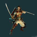  1boy armor dual_wielding genji:_days_of_the_blade minamoto_yoshitsune samurai sword warrior weapon 