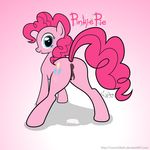  anatomically_correct anatomically_correct_pussy animal_genitalia anus blue_eyes cosmicwaltz cutie_mark dripping english_text equine equine_pussy female feral friendship_is_magic fur hair horse looking_at_viewer looking_bac looking_back mammal my_little_pony pink_fur pink_hair pinkie_pie_(mlp) pony presenting puffy_anus pussy smile solo text 